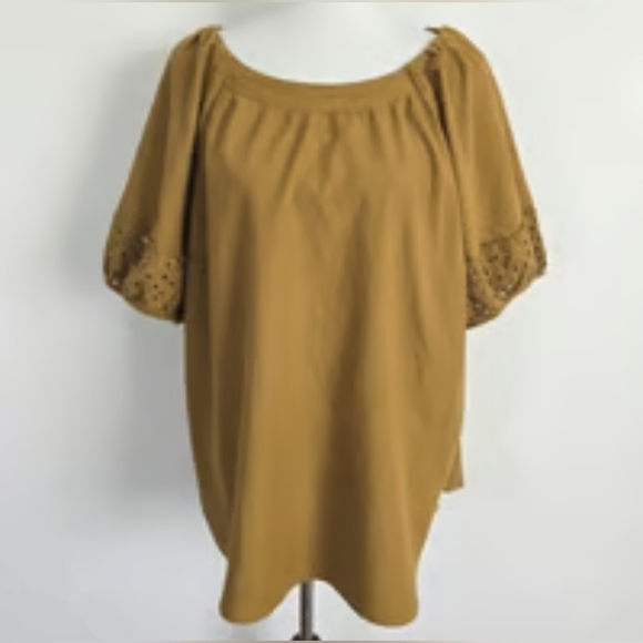 #043 Sz L Old Navy Mustard Blouse - Picture 1 of 11